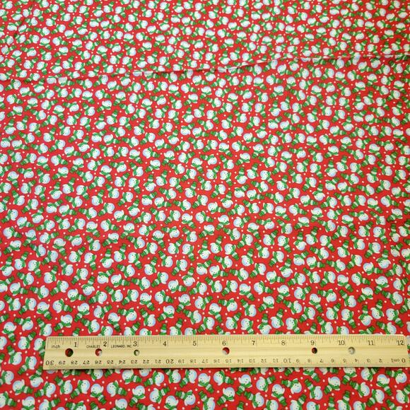 Cotton Fabric 1 Yd x 44" Snowmen Red Holiday Quilting Sewing Winter Holiday - Picture 7 of 10